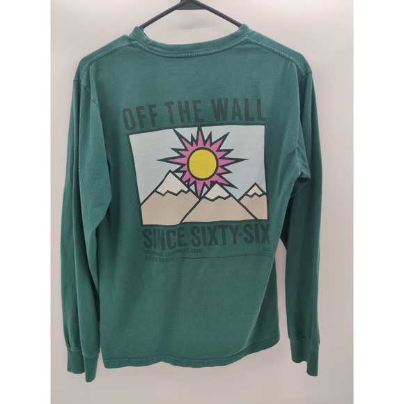 Vans Off The Wall Long Sleeve Graphic T Shirt Mens Small Classic Fit Green - Picture 2 of 9